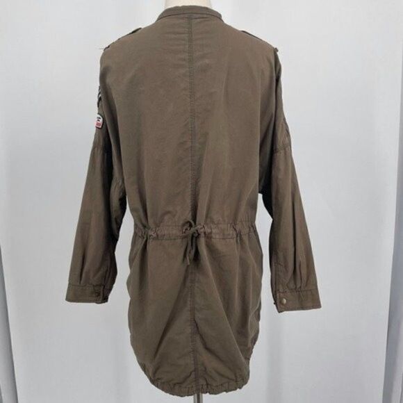 Zara woman olive green long military jacket size small BoxV patches - Picture 6 of 8